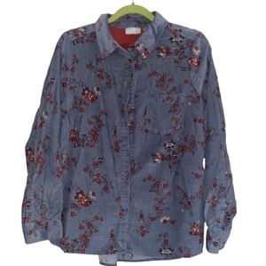 Anthropologie Floral Cordoroy Top